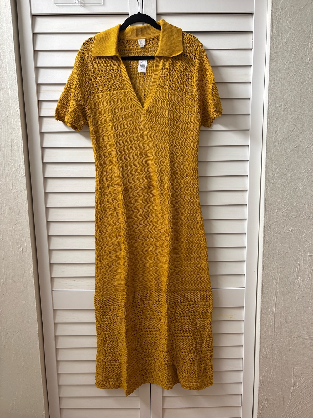 NWT LOFT Beach Candled Lemon Yellow Crochet Short Sleeve Maxi Dress XL